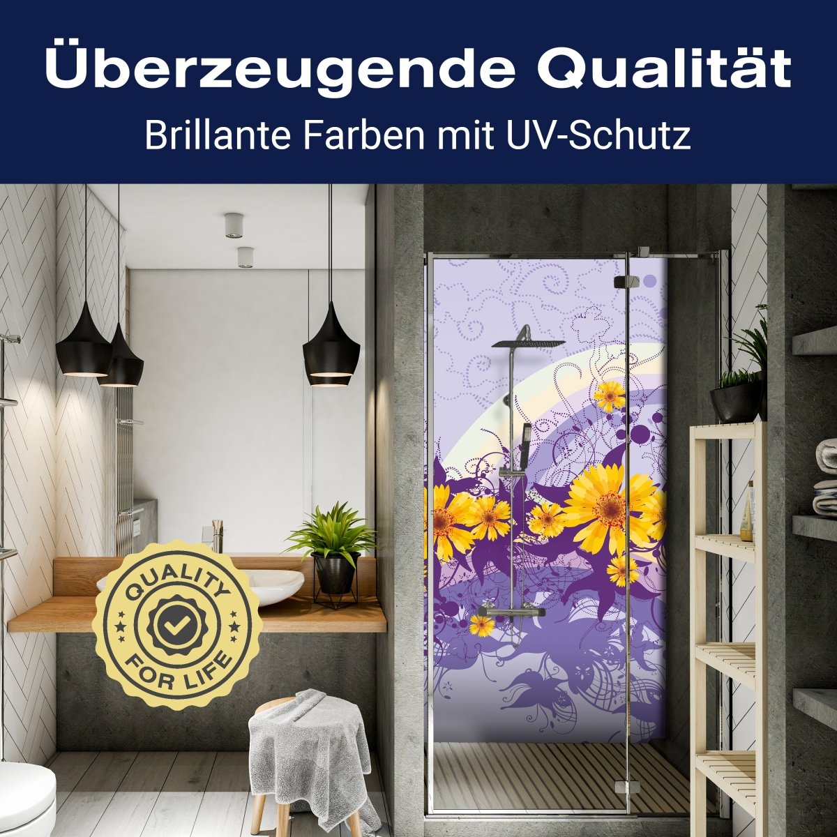 Duschwand Franziska Blüten M0087 entdecken - Bild 2 Duschwand Franziska Blüten M0087 entdecken - Bild 2