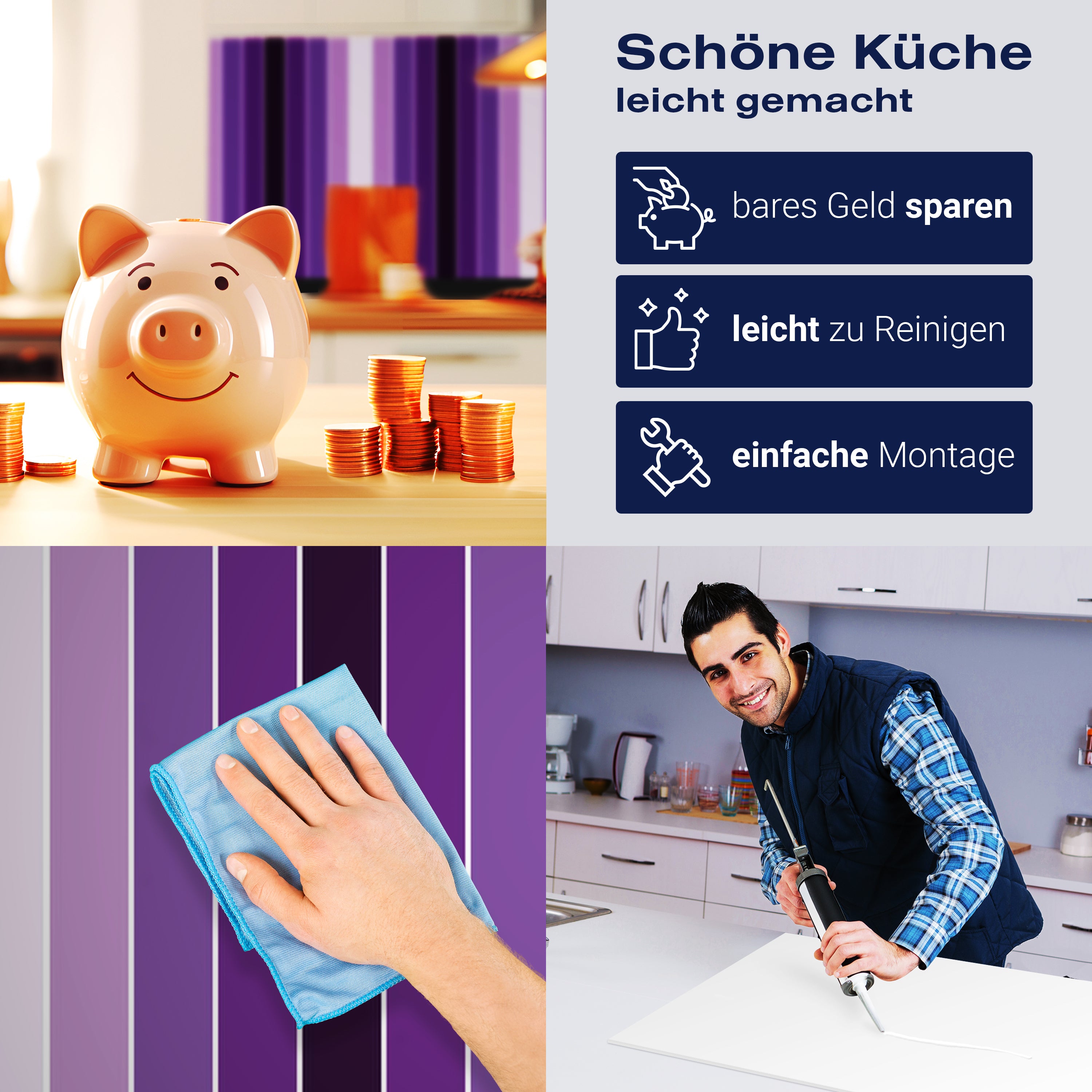 Küchenrückwand Leuchtendes Violett Muster M0092 entdecken - Bild 7 Küchenrückwand Leuchtendes Violett Muster M0092 entdecken - Bild 7