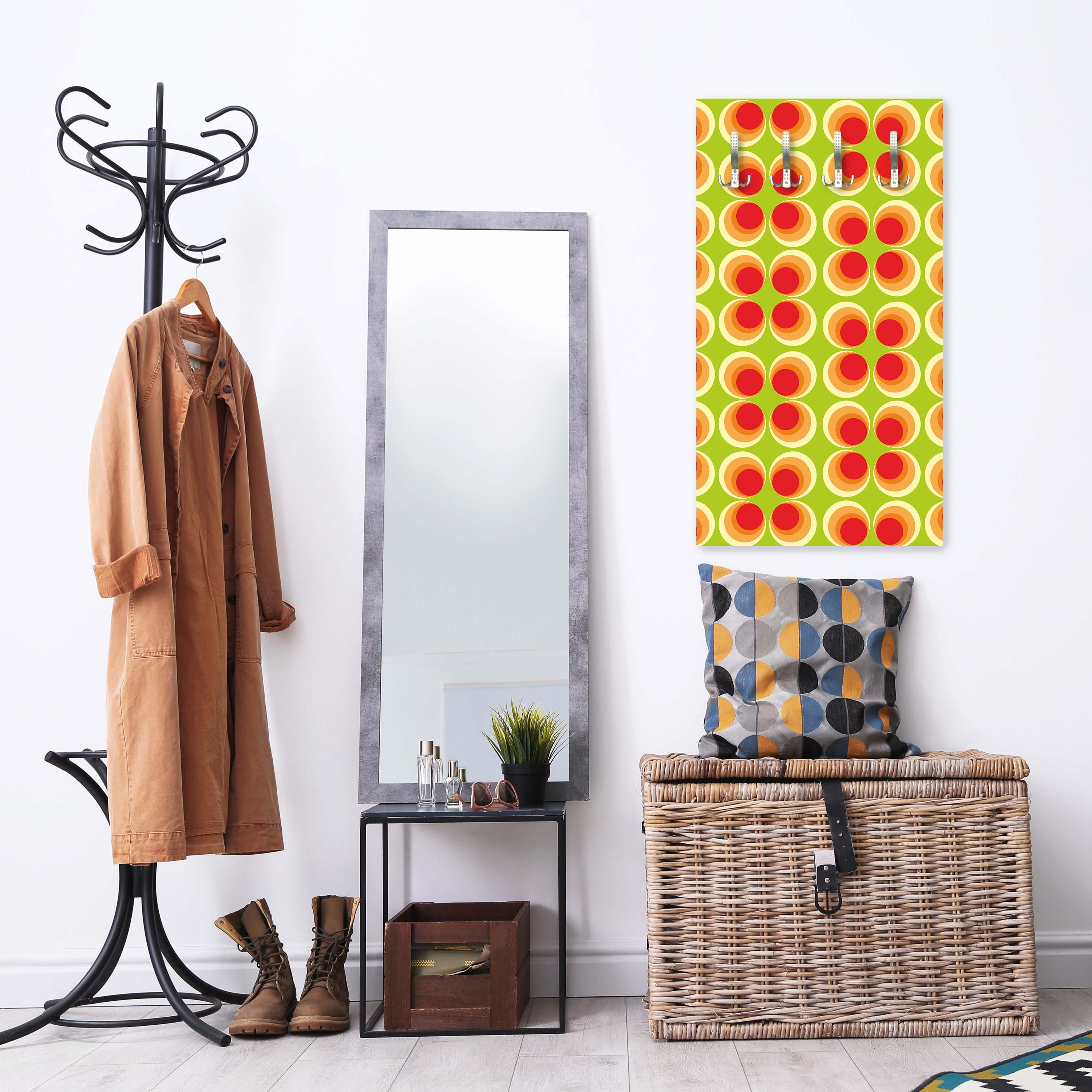 Garderobe Retrokreise Orange Muster M0098 entdecken - Bild 5 Garderobe Retrokreise Orange Muster M0098 entdecken - Bild 5