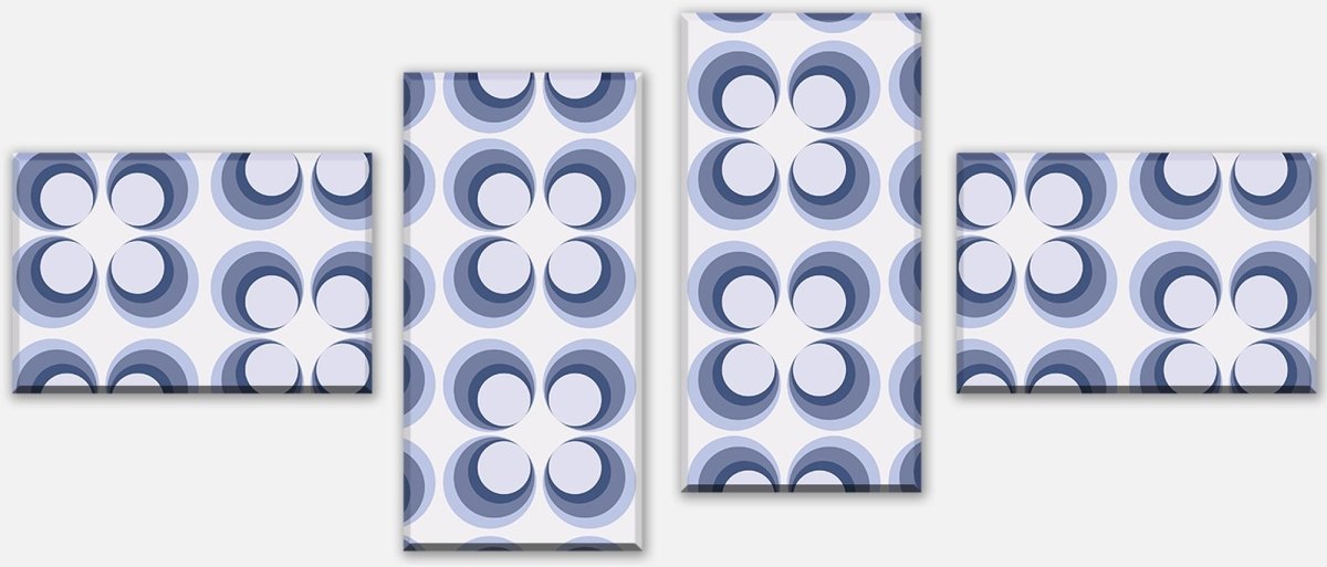 Leinwandbild Mehrteiler Retrokreise Blau Muster M0099 Leinwandbild Mehrteiler Retrokreise Blau Muster M0099