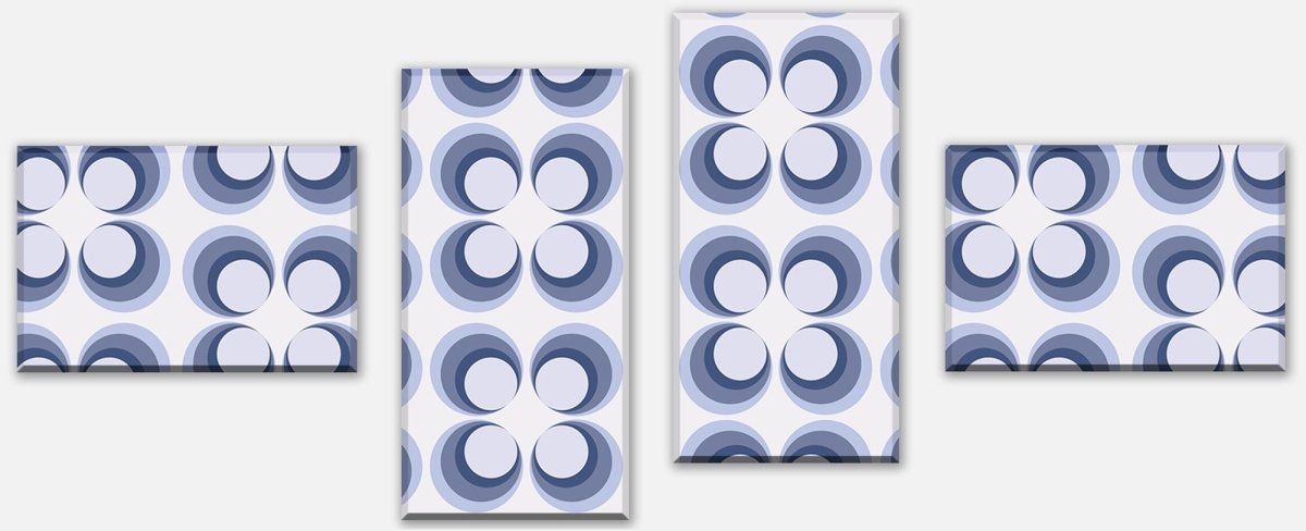 Leinwandbild Mehrteiler Retrokreise Blau Muster M0099 Leinwandbild Mehrteiler Retrokreise Blau Muster M0099