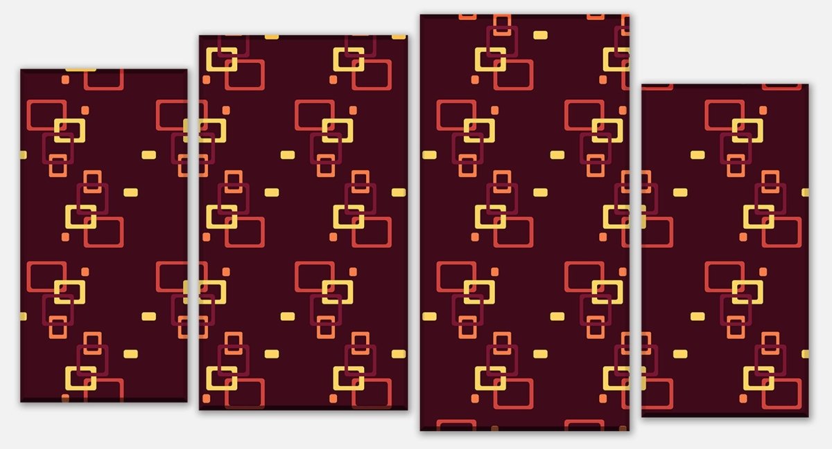 Leinwandbild Mehrteiler Retrokästchen Dunkelrot Muster M0105 Leinwandbild Mehrteiler Retrokästchen Dunkelrot Muster M0105