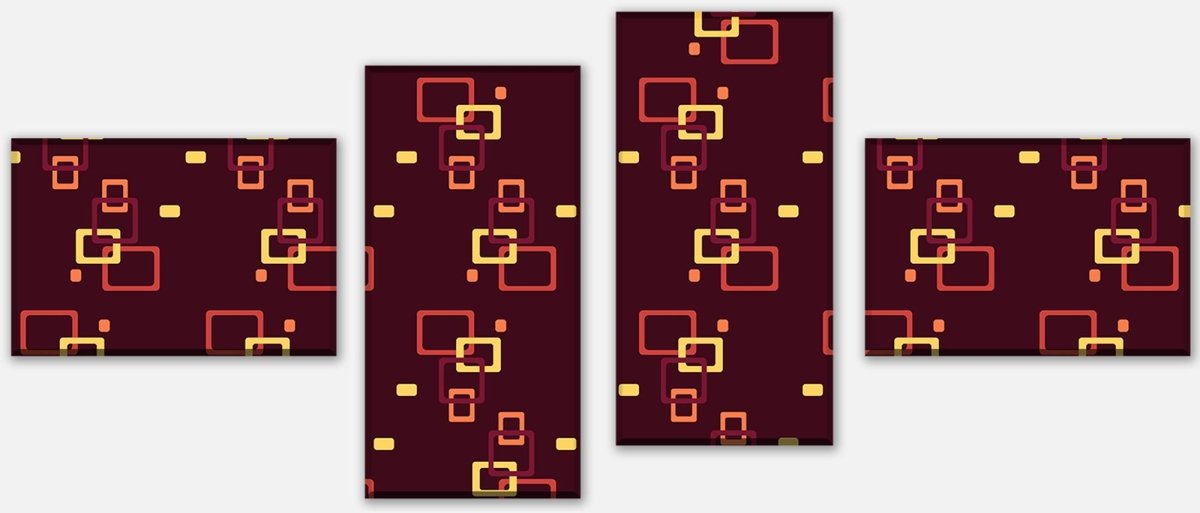 Leinwandbild Mehrteiler Retrokästchen Dunkelrot Muster M0105 Leinwandbild Mehrteiler Retrokästchen Dunkelrot Muster M0105