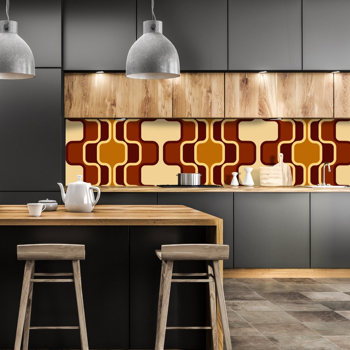 Küchenrückwand Retromuster Braun Muster M0110 entdecken - Bild 1