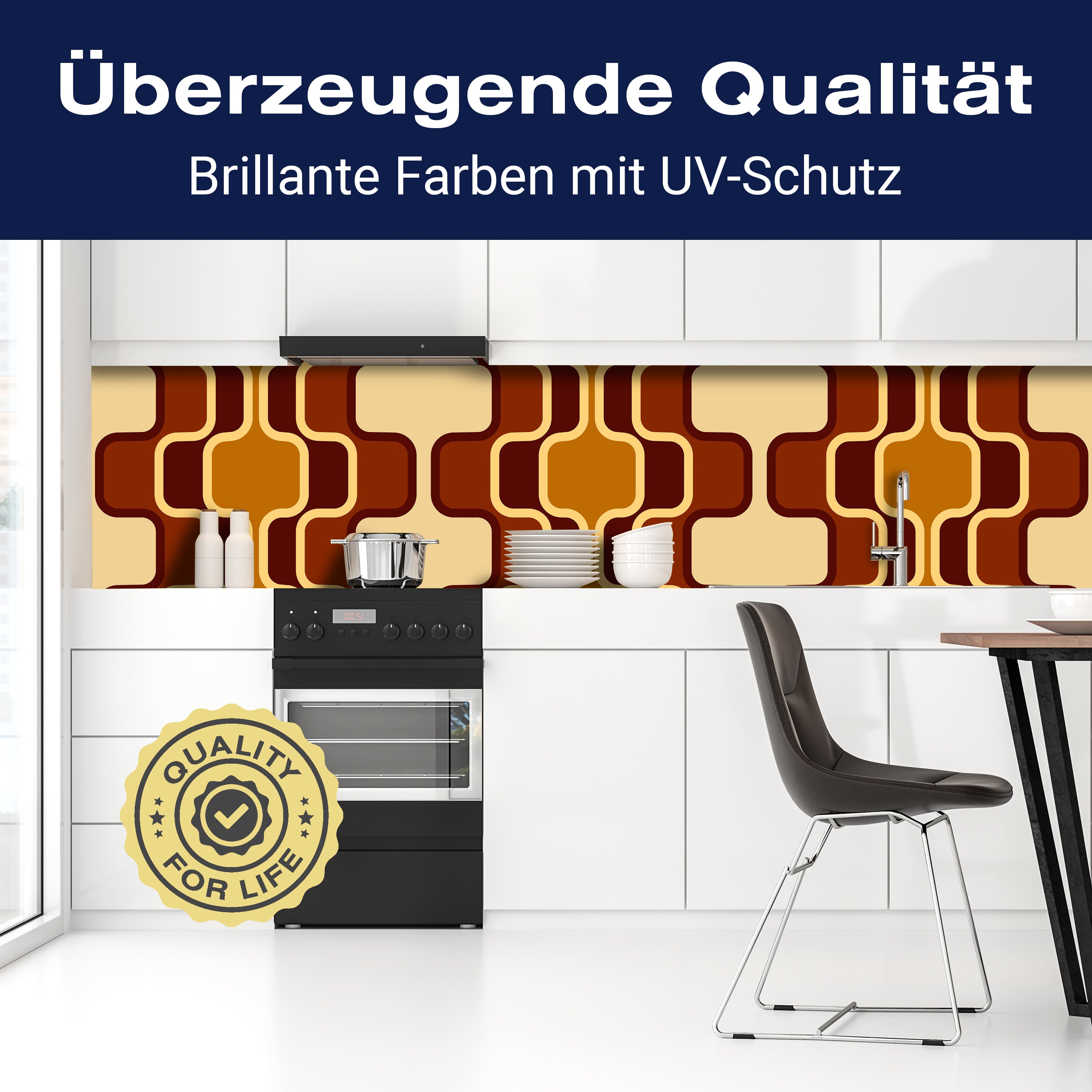 Küchenrückwand Retromuster Braun Muster M0110 entdecken - Bild 2 Küchenrückwand Retromuster Braun Muster M0110 entdecken - Bild 2
