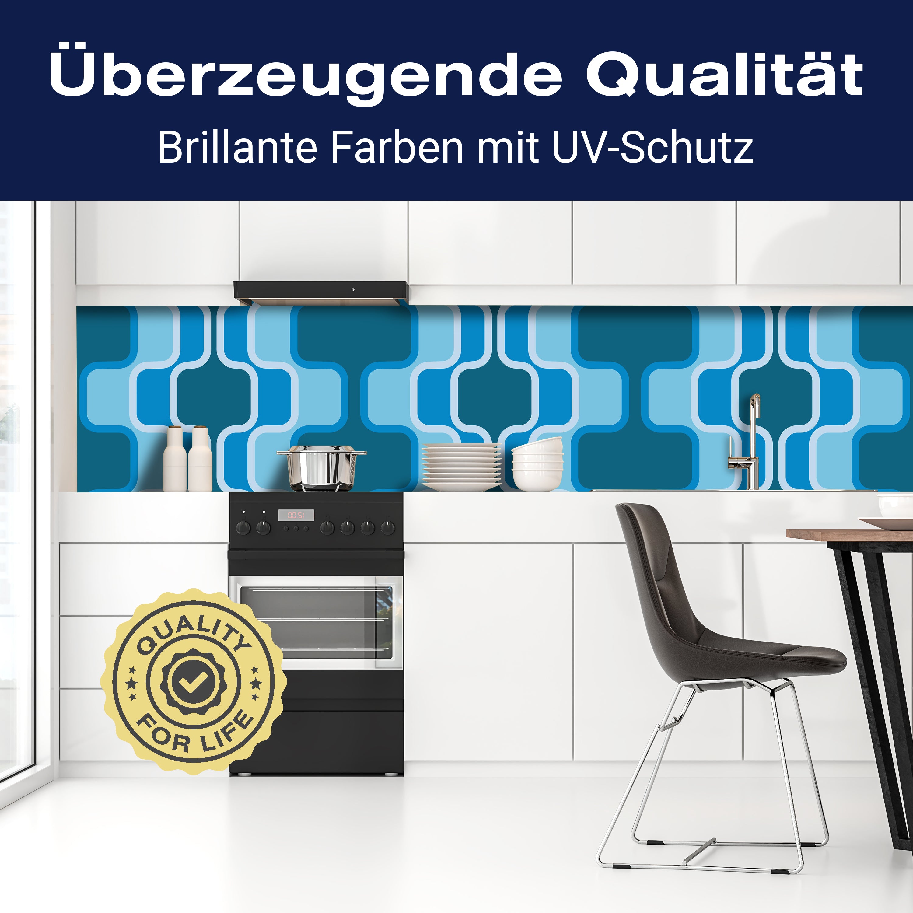 Küchenrückwand Retromuster Blau Muster M0111 entdecken - Bild 2
