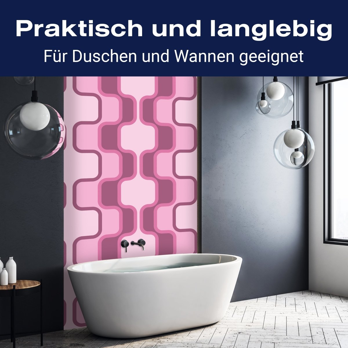 Duschwand Retromuster Pink Muster M0112 entdecken - Bild 3 Duschwand Retromuster Pink Muster M0112 entdecken - Bild 3