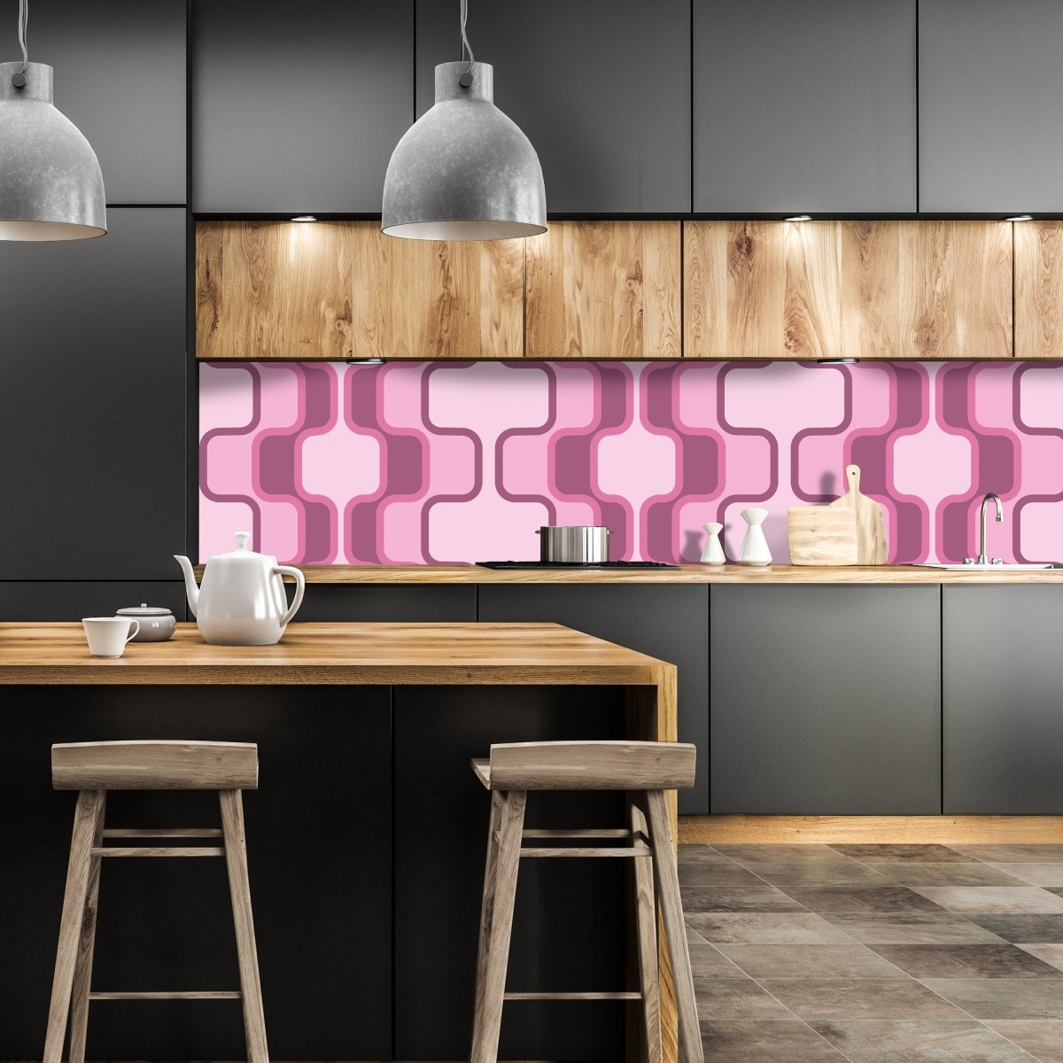Küchenrückwand Retromuster Pink Muster M0112 entdecken - Bild 1