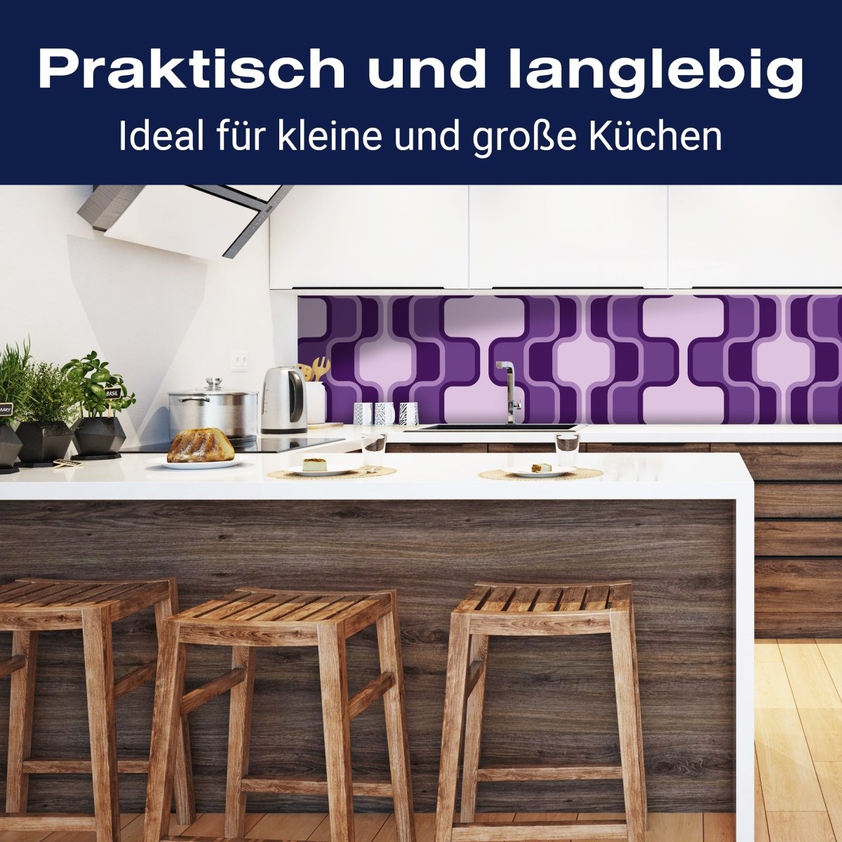 Küchenrückwand Retromuster Violett Muster M0115 entdecken - Bild 3