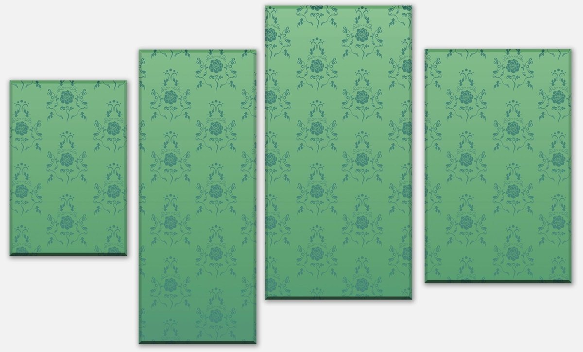 Leinwandbild Mehrteiler Barock Grün Muster M0117