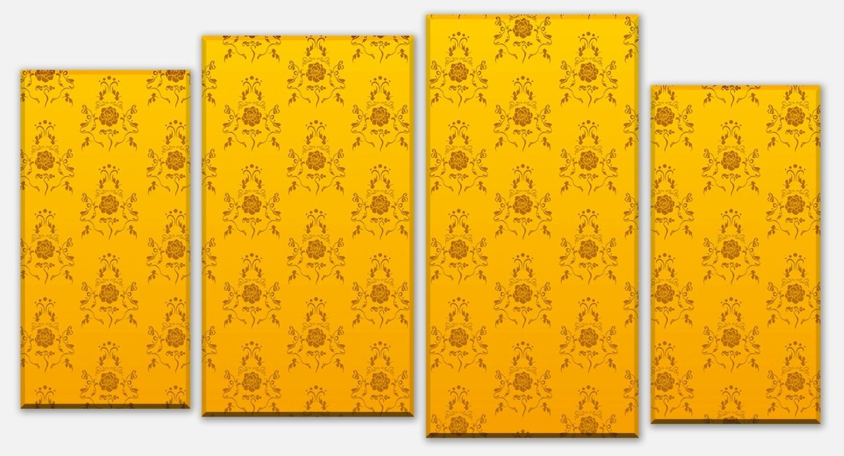 Leinwandbild Mehrteiler Barock Gelb Muster M0118 Leinwandbild Mehrteiler Barock Gelb Muster M0118