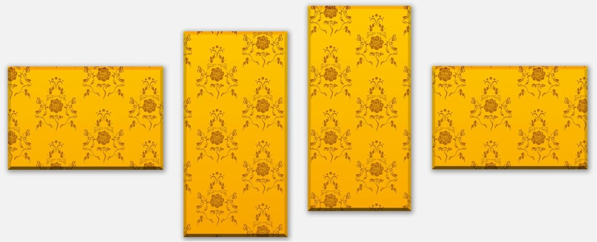 Leinwandbild Mehrteiler Barock Gelb Muster M0118 Leinwandbild Mehrteiler Barock Gelb Muster M0118
