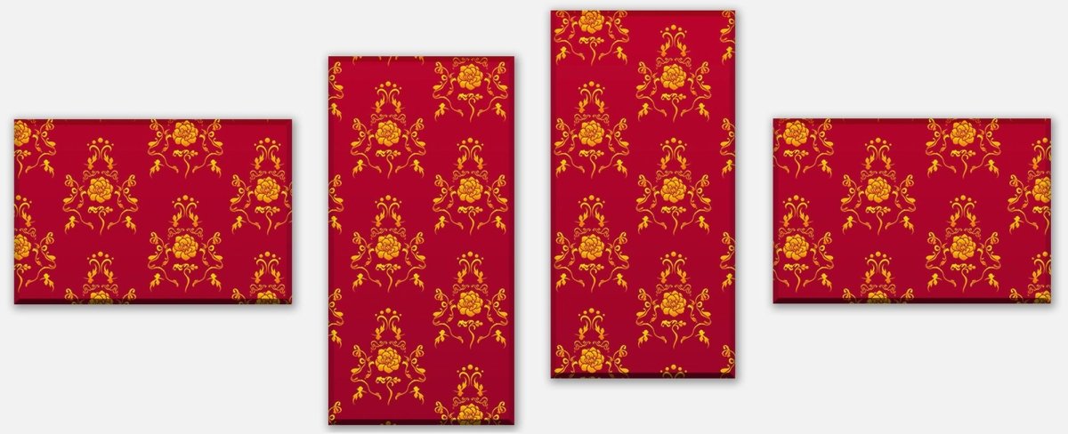 Leinwandbild Mehrteiler Barock Rot Muster M0119 Leinwandbild Mehrteiler Barock Rot Muster M0119