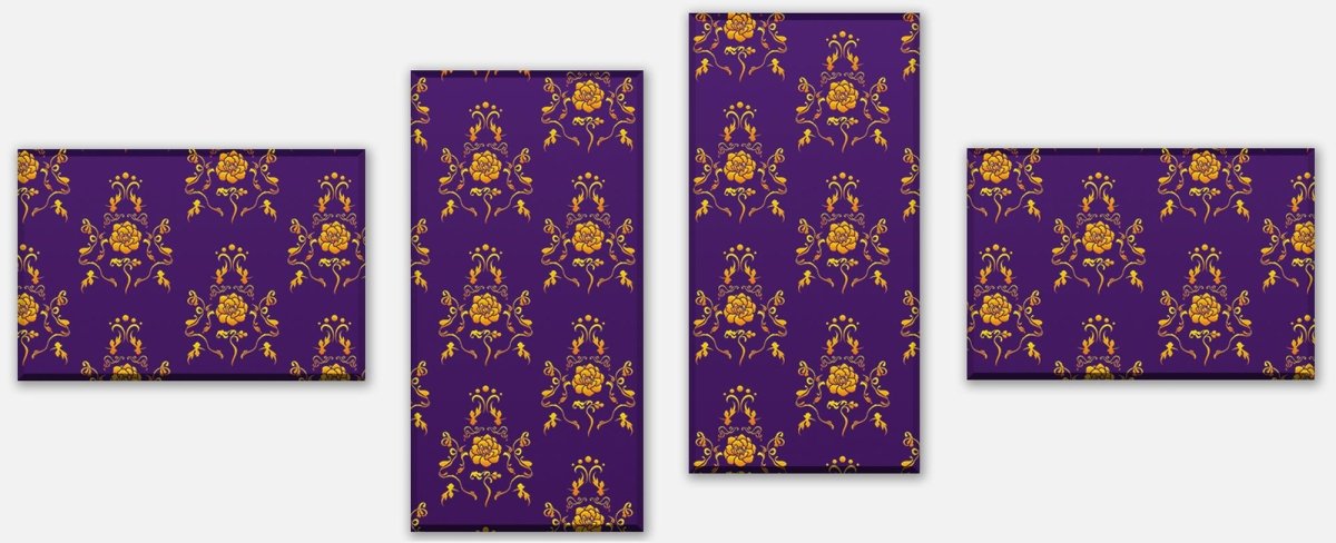 Leinwandbild Mehrteiler Barock Lila Muster M0120 Leinwandbild Mehrteiler Barock Lila Muster M0120