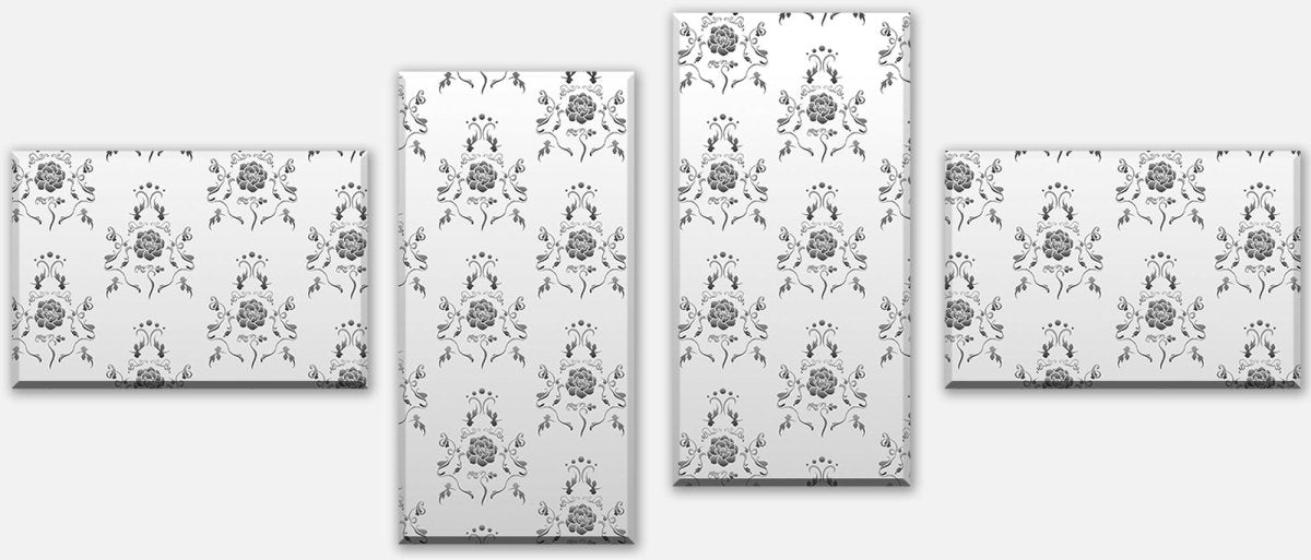 Leinwandbild Mehrteiler Barock Weissgrau Muster M0121 Leinwandbild Mehrteiler Barock Weissgrau Muster M0121