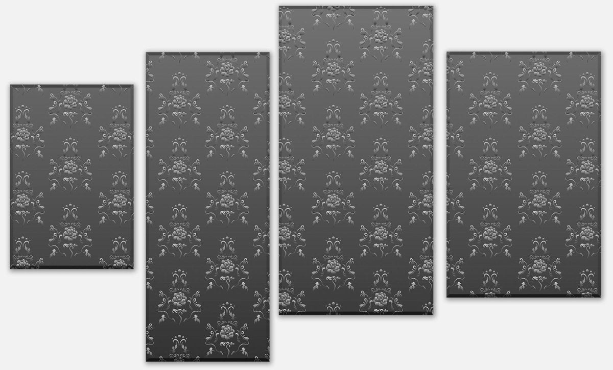 Leinwandbild Mehrteiler Barock Schwarzgrau Muster M0122 Leinwandbild Mehrteiler Barock Schwarzgrau Muster M0122