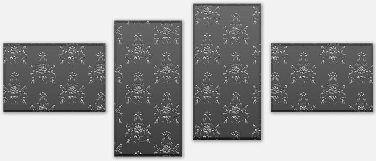 Leinwandbild Mehrteiler Barock Schwarzgrau Muster M0122 Leinwandbild Mehrteiler Barock Schwarzgrau Muster M0122