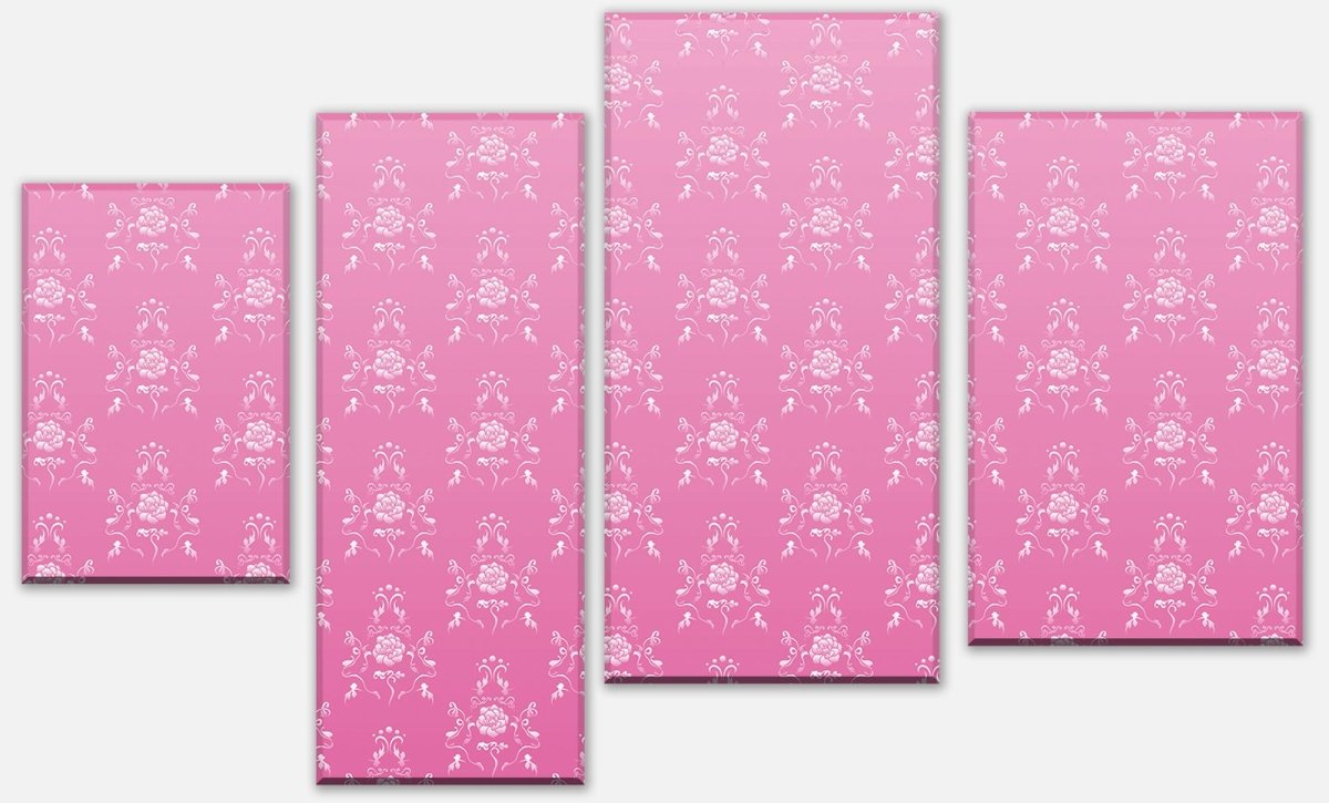 Leinwandbild Mehrteiler Barock Pink Muster M0123