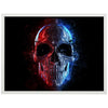 Poster silberner Schädel, Rot & Blau, Grunge, Skull M0126