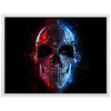 Poster silberner Schädel, Rot & Blau, Grunge, Skull M0126 Poster silberner Schädel, Rot & Blau, Grunge, Skull M0126