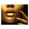 Leinwandbild Gold collection, Querformat, Frau in Gold mit tropfender Farbe M0165