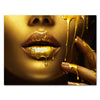 Leinwandbild Gold collection, Querformat, Frau in Gold mit tropfender Farbe 2 M0166
