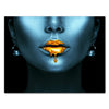 Leinwandbild Gold collection, Querformat, Frau in Blau, goldene Lippen M0169 Leinwandbild Gold collection, Querformat, Frau in Blau, goldene Lippen M0169