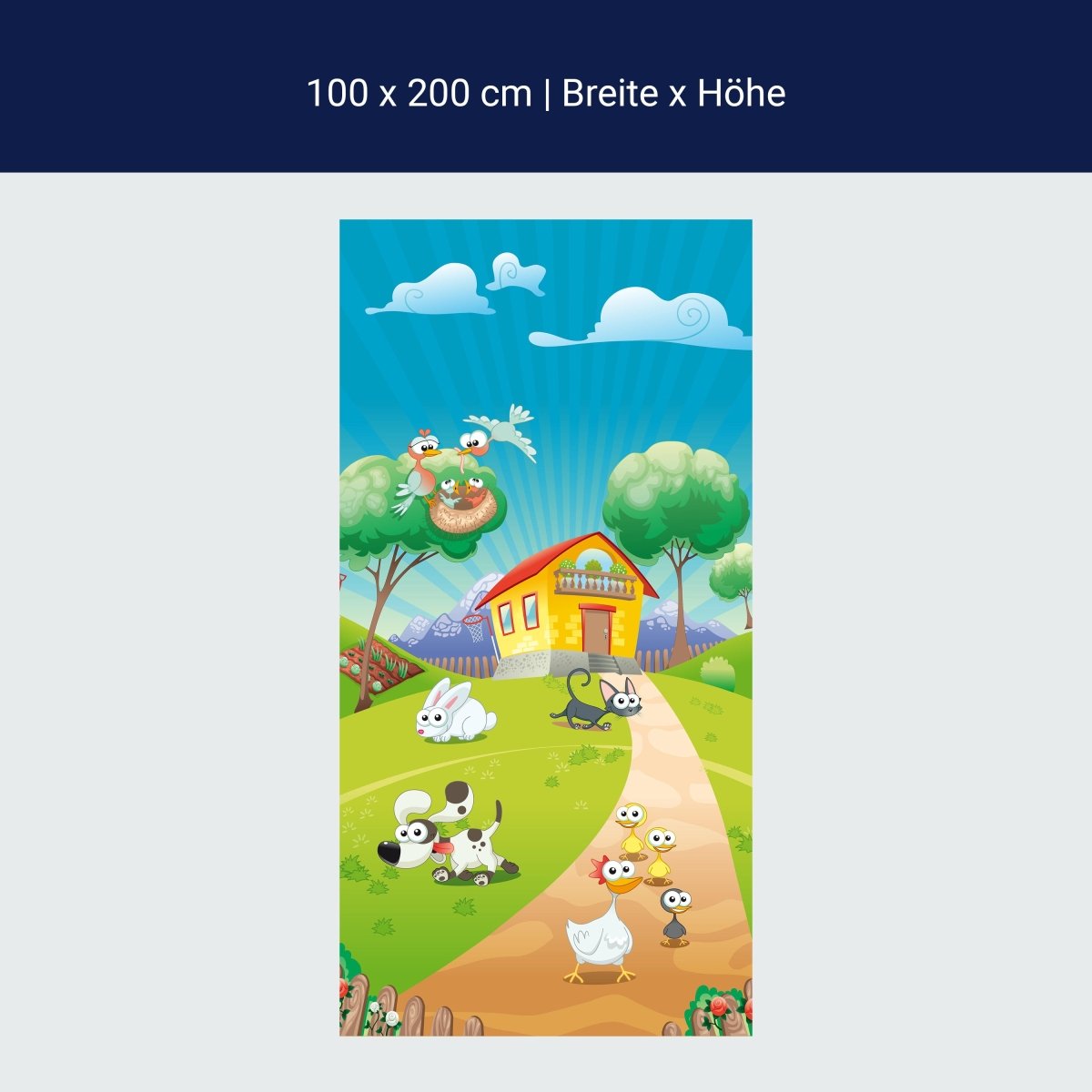 Duschwand lustige Haustiere Kinder M0179 Duschwand lustige Haustiere Kinder M0179