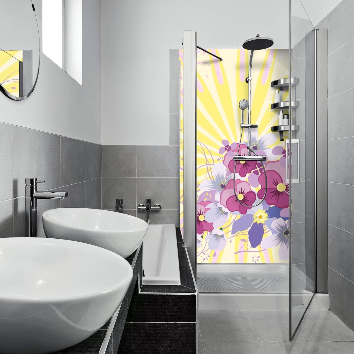 Duschwand Helena Floral M0185 entdecken - Bild 1 Duschwand Helena Floral M0185 entdecken - Bild 1