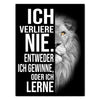 Leinwandbild Löwen, Hochformat, Löwe, ich verliere nie, Schwarz M0194