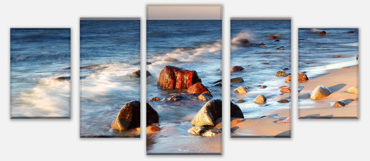 Leinwandbild Mehrteiler Steinstrand Natur M0223 entdecken - Bild 1