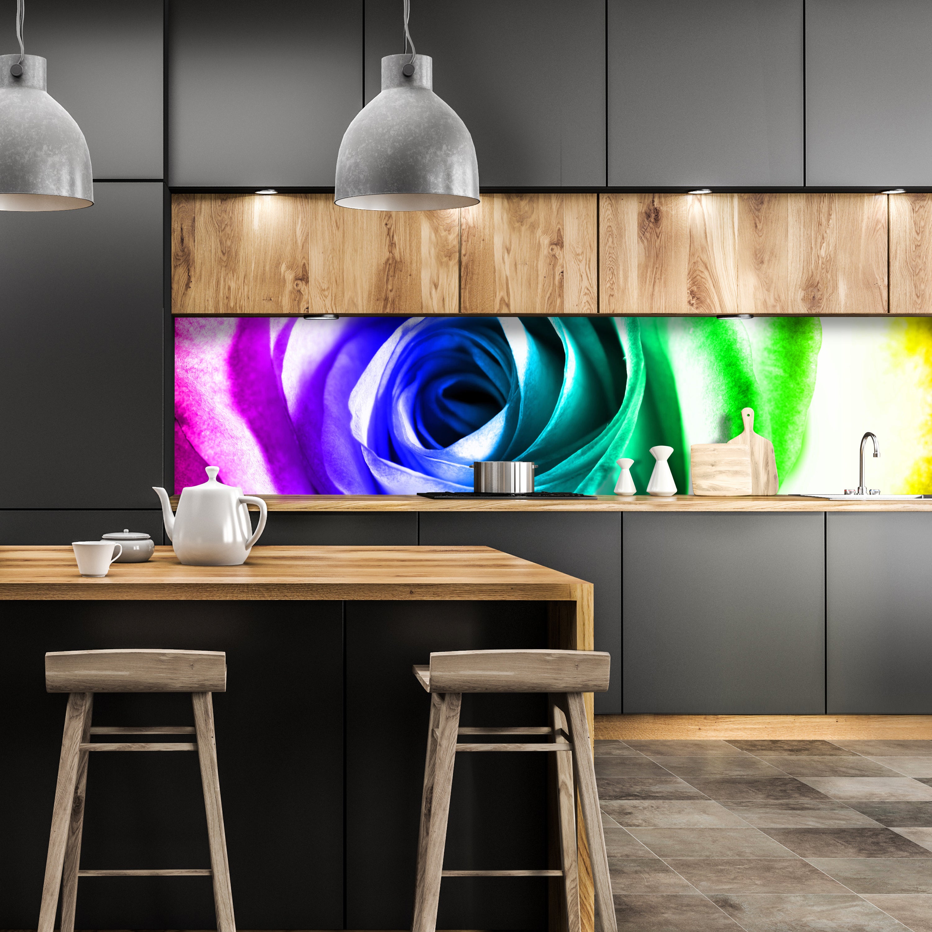 Küchenrückwand Regenbogenrose Blüte M0230 entdecken - Bild 1 Küchenrückwand Regenbogenrose Blüte M0230 entdecken - Bild 1