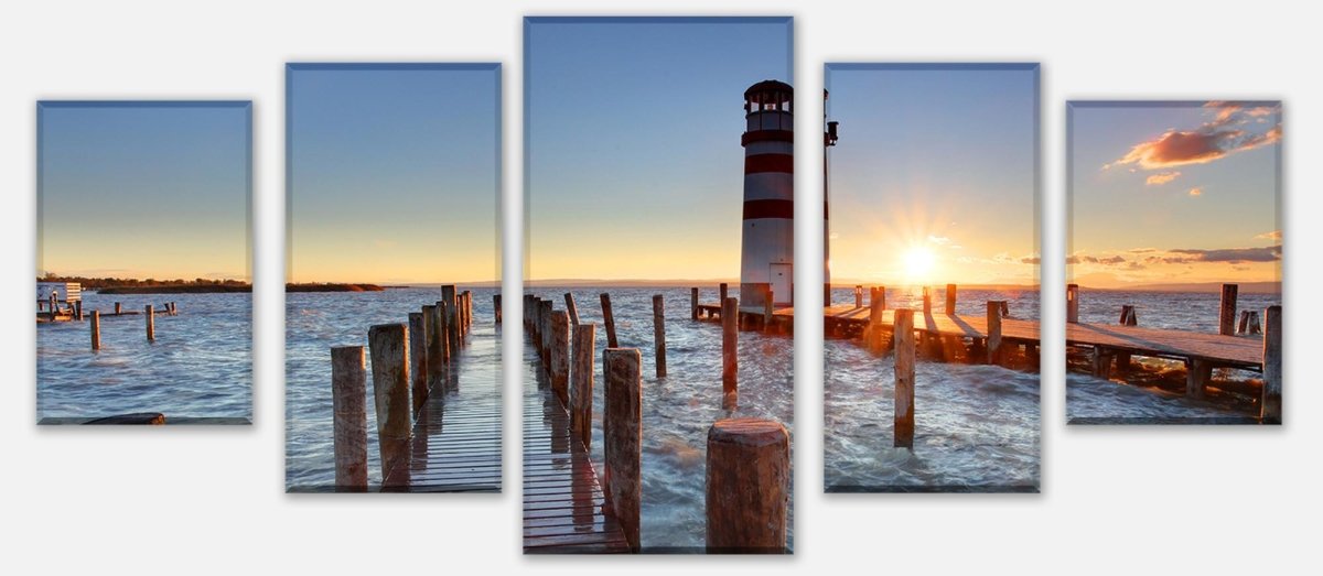 Leinwandbild Mehrteiler Leuchtturm mit Pier M0238 entdecken - Bild 1