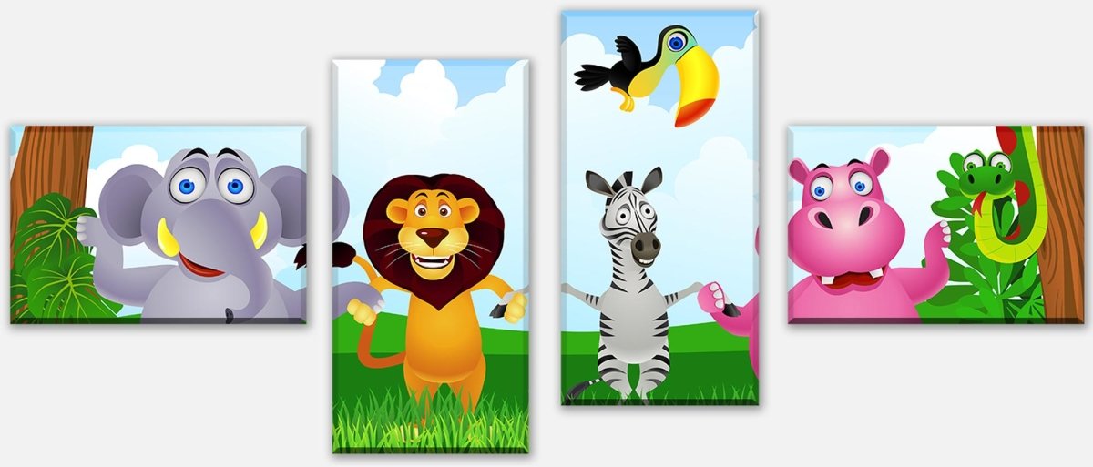 Leinwandbild Mehrteiler Tiergruppe Kinder M0241 Leinwandbild Mehrteiler Tiergruppe Kinder M0241