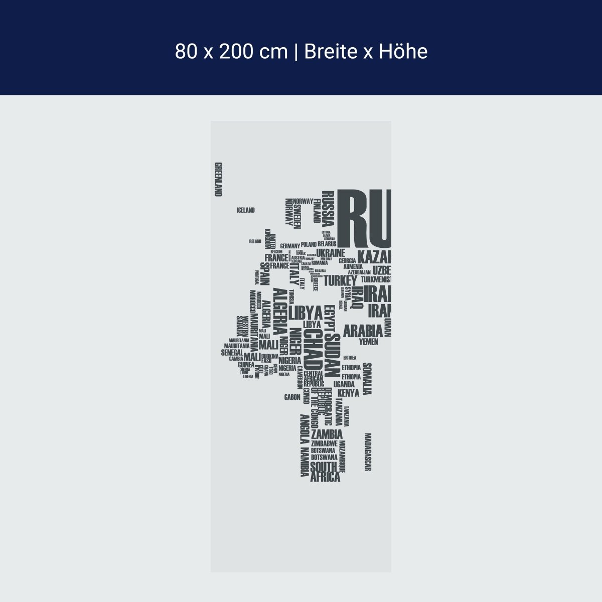 Duschwand Weltkarte Landnamen Erde M0256 Duschwand Weltkarte Landnamen Erde M0256