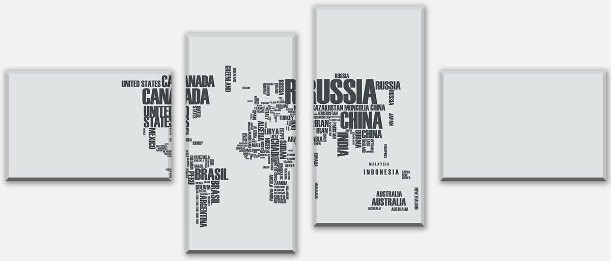 Leinwandbild Mehrteiler Weltkarte Landnamen Erde M0256 Leinwandbild Mehrteiler Weltkarte Landnamen Erde M0256