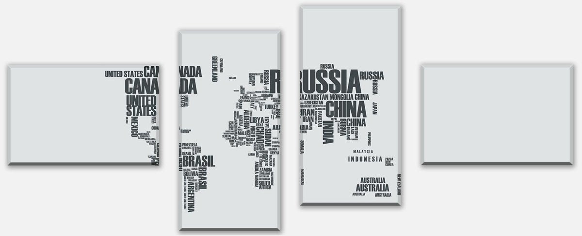 Leinwandbild Mehrteiler Weltkarte Landnamen Erde M0256 Leinwandbild Mehrteiler Weltkarte Landnamen Erde M0256