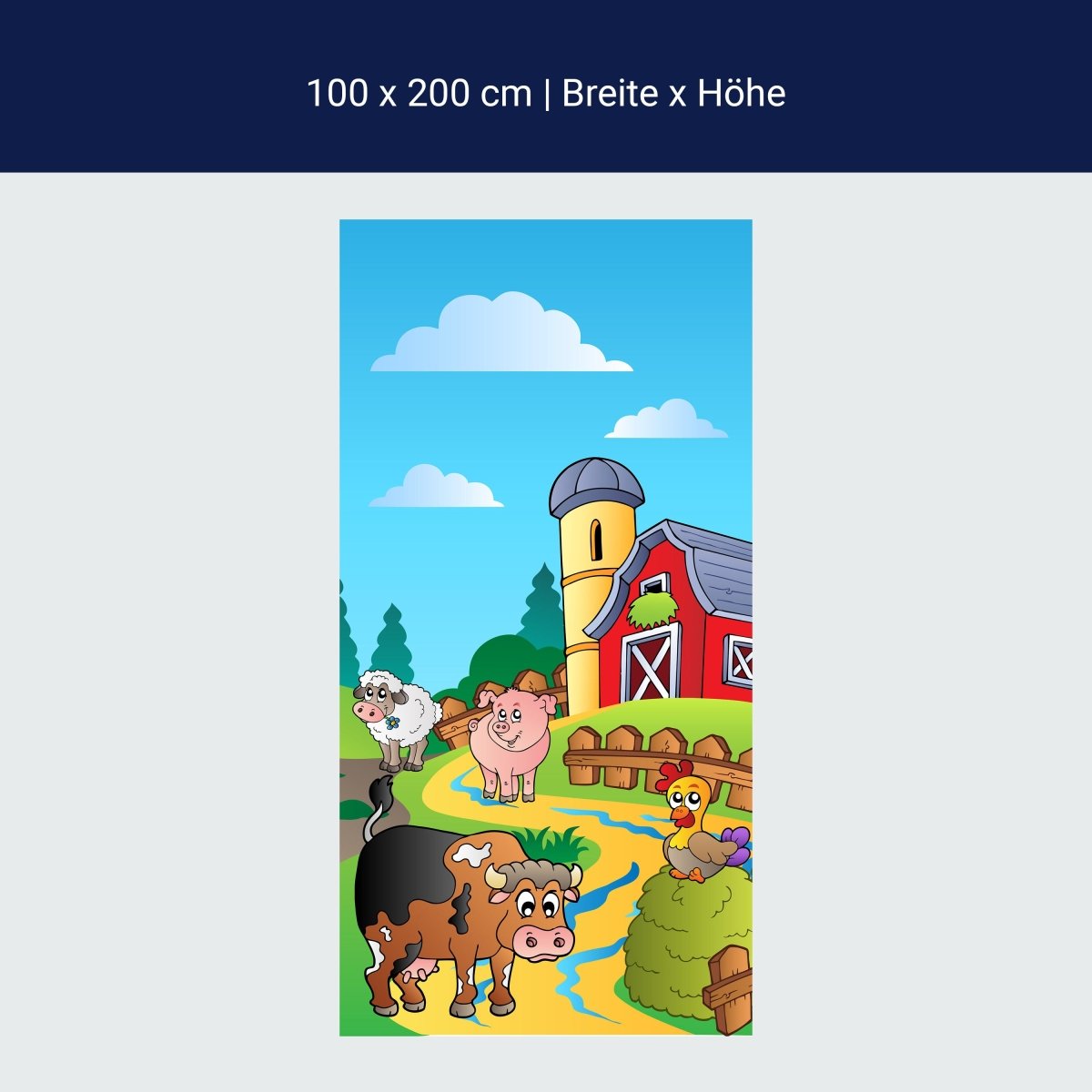 Duschwand Farmtiere Kinder M0257 Duschwand Farmtiere Kinder M0257