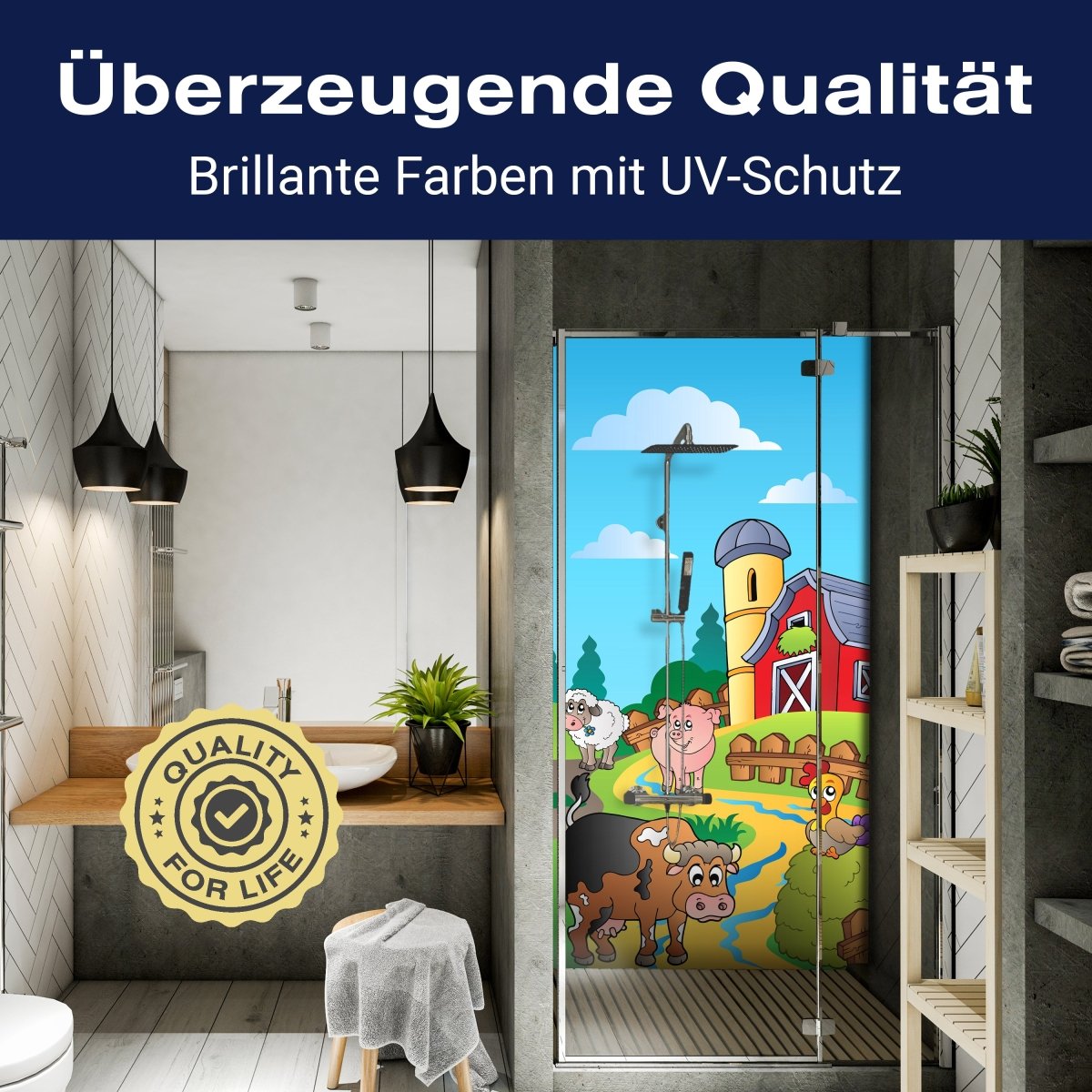Duschwand Farmtiere Kinder M0257 entdecken - Bild 2 Duschwand Farmtiere Kinder M0257 entdecken - Bild 2