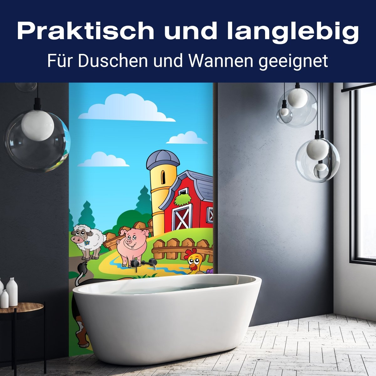 Duschwand Farmtiere Kinder M0257 entdecken - Bild 3 Duschwand Farmtiere Kinder M0257 entdecken - Bild 3