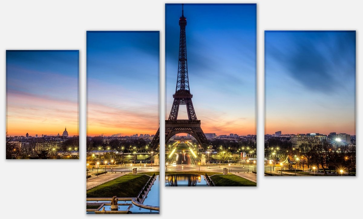 Leinwandbild Mehrteiler Eiffelturm bei Nacht Frankreich M0266