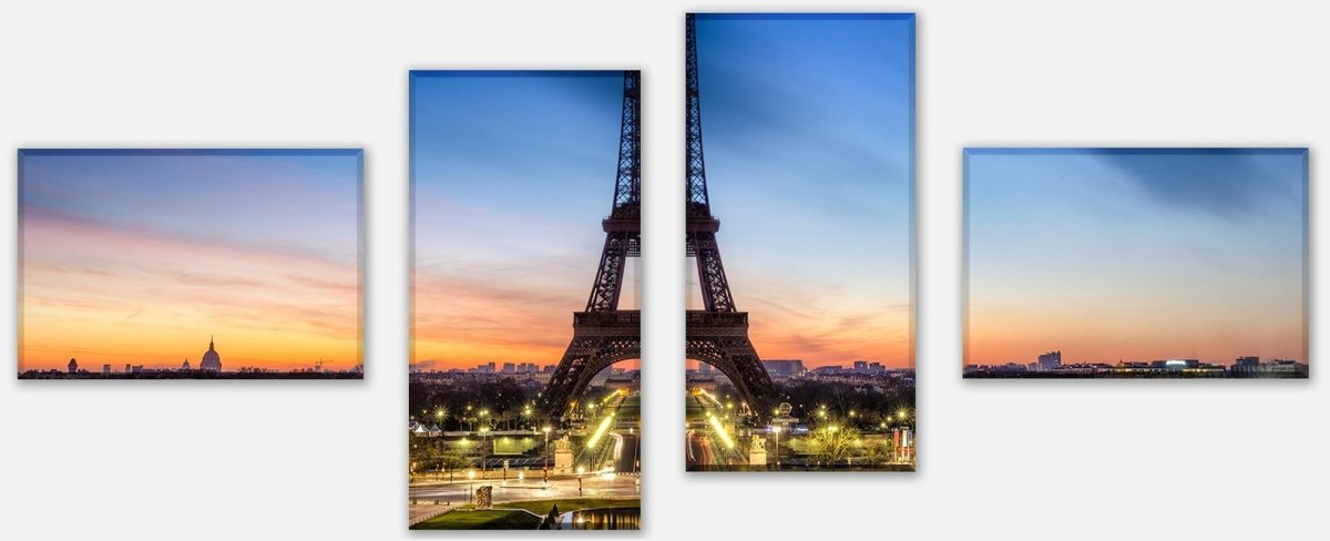 Leinwandbild Mehrteiler Eiffelturm bei Nacht Frankreich M0266