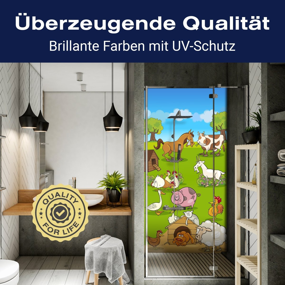 Duschwand Verrückter Bauernhof Kinder M0274 entdecken - Bild 2 Duschwand Verrückter Bauernhof Kinder M0274 entdecken - Bild 2