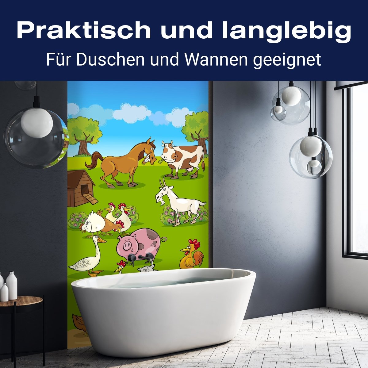 Duschwand Verrückter Bauernhof Kinder M0274 entdecken - Bild 3 Duschwand Verrückter Bauernhof Kinder M0274 entdecken - Bild 3