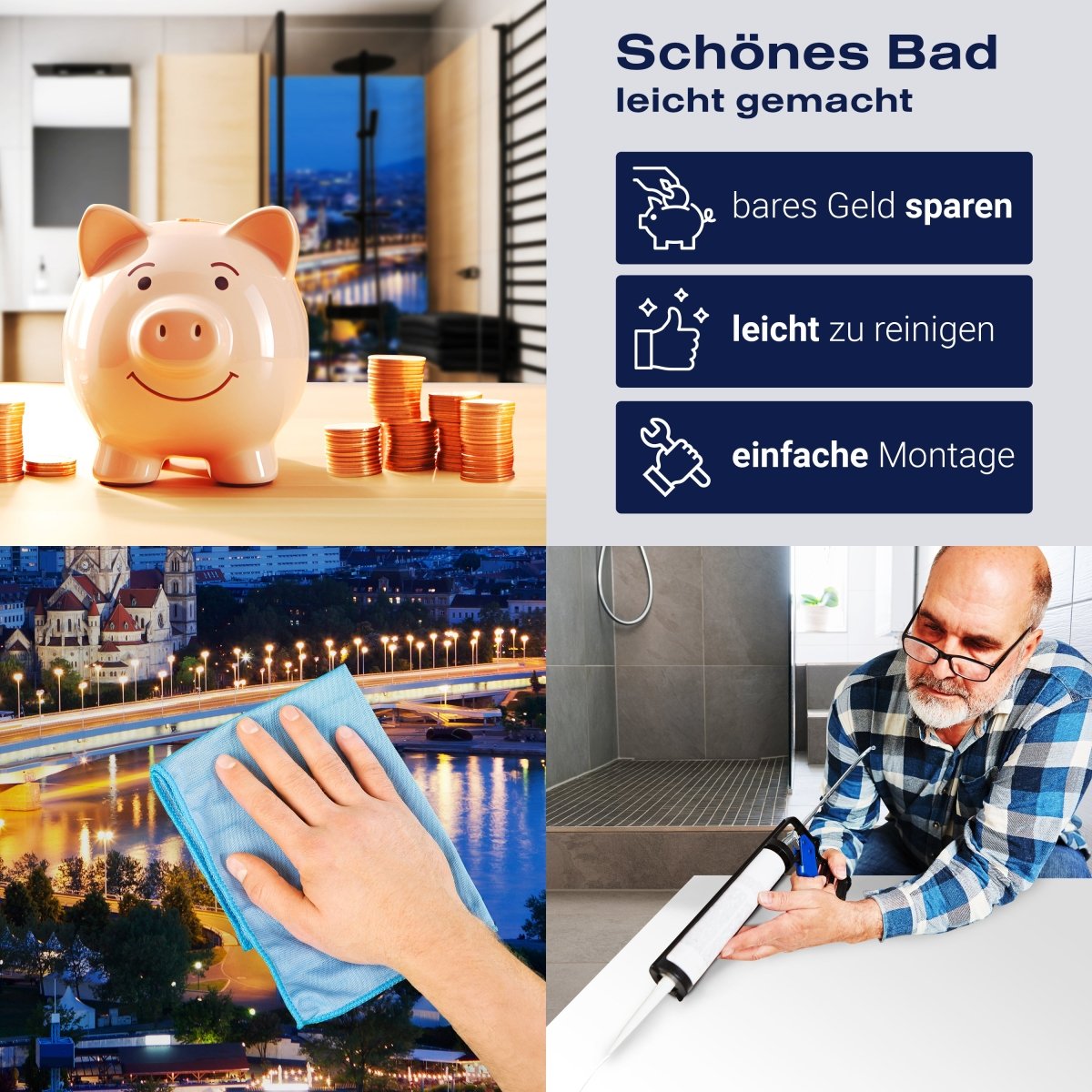 Duschwand Wien bei Nacht M0276 entdecken - Bild 7 Duschwand Wien bei Nacht M0276 entdecken - Bild 7