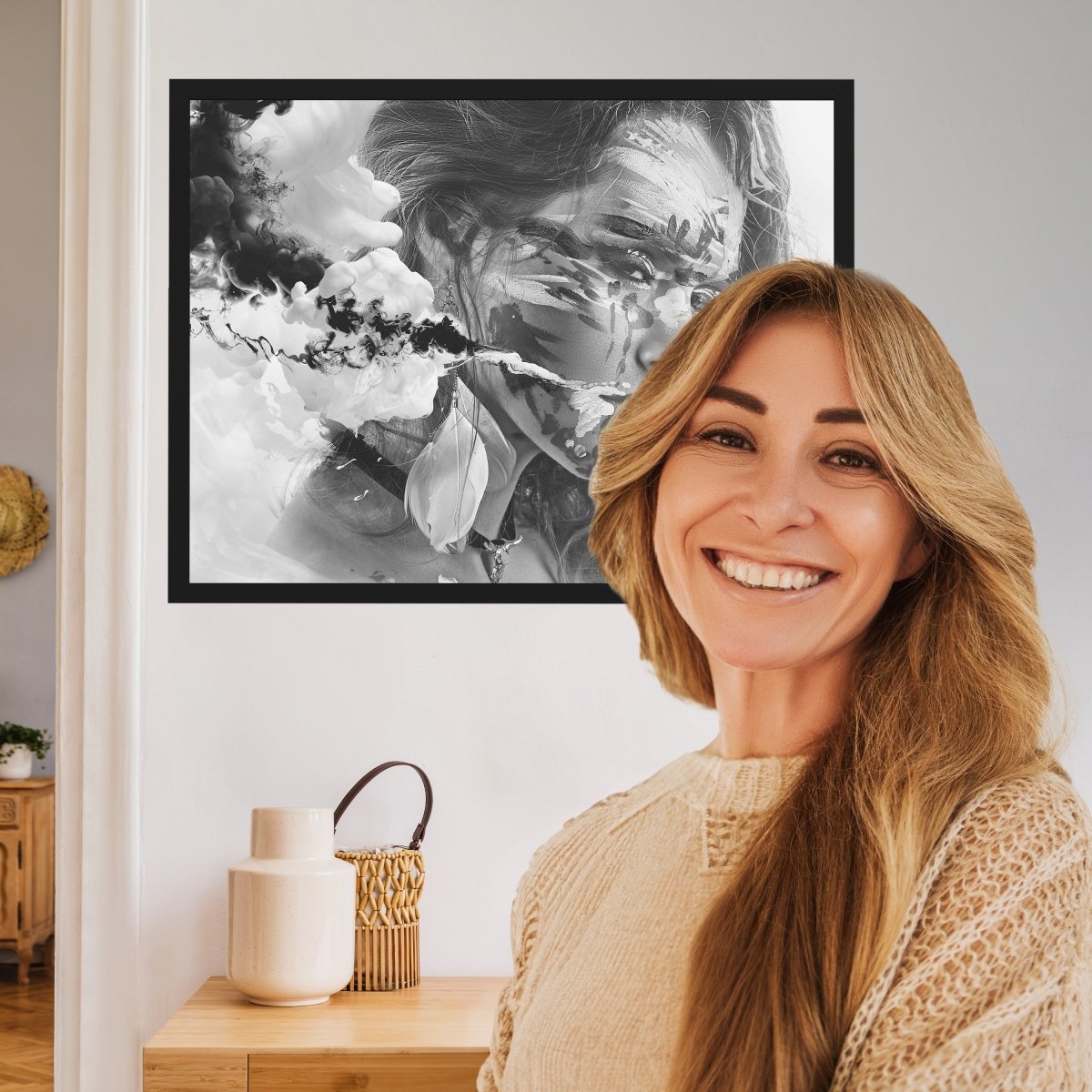 wandmotiv24 Poster, Poster - Frau, Rauch, Indianer - M0277 - Bild 2 wandmotiv24 Poster, Poster - Frau, Rauch, Indianer - M0277 - Bild 2