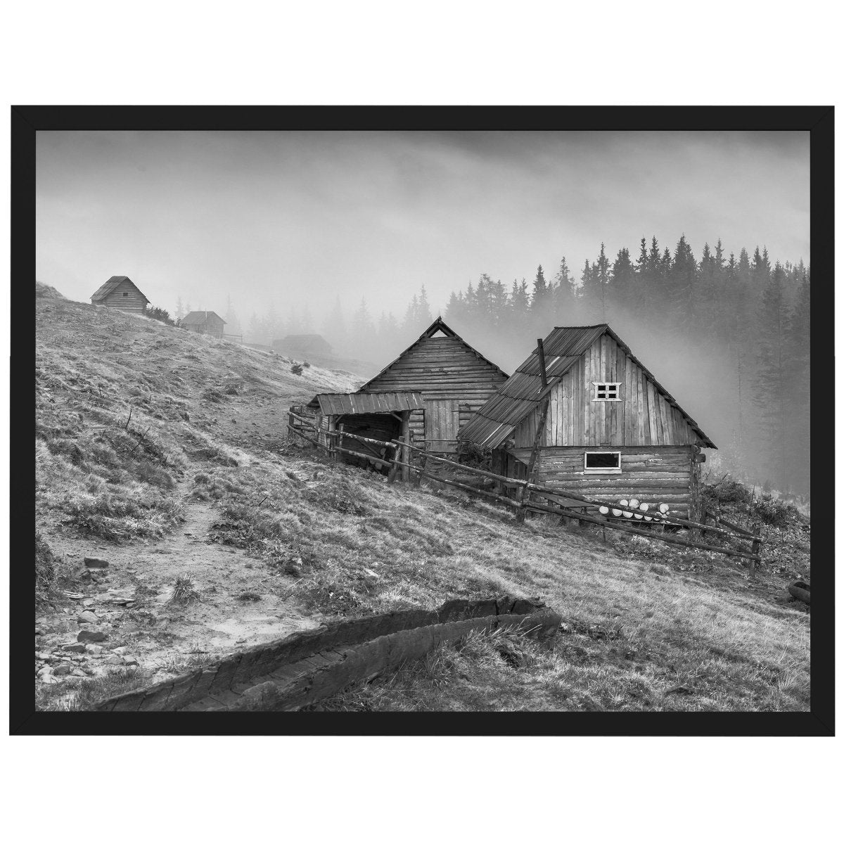 wandmotiv24 Poster, Poster - Hütte, Berge, Wald - M0286 - Bild 1