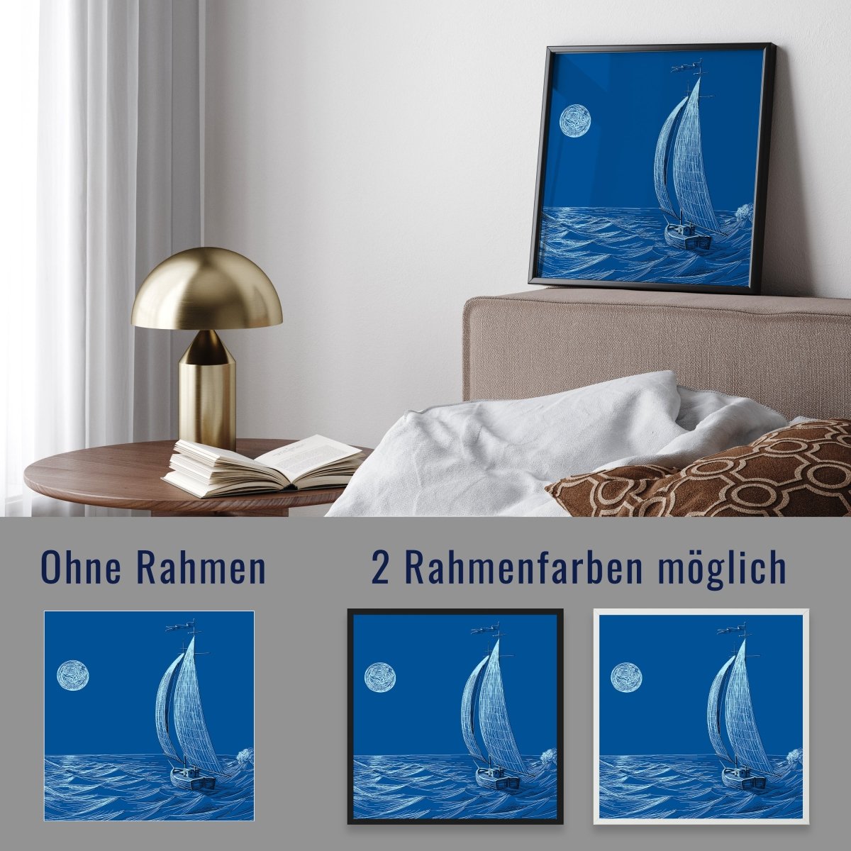 wandmotiv24 Poster, Poster - Meer, Boot, Mond - M0298 - Bild 4 wandmotiv24 Poster, Poster - Meer, Boot, Mond - M0298 - Bild 4