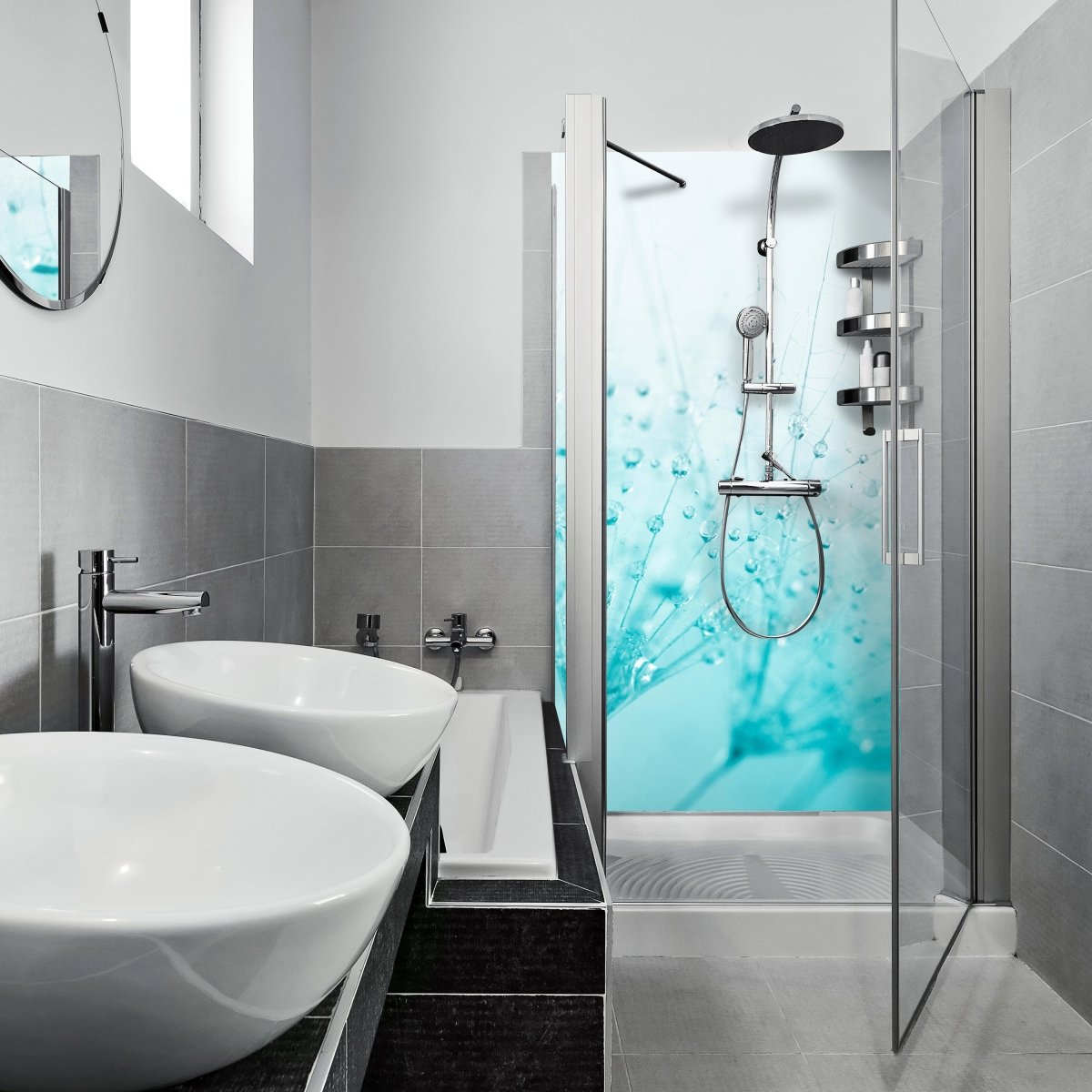 Duschwand Pusteblume Türkis M0347 entdecken - Bild 1 Duschwand Pusteblume Türkis M0347 entdecken - Bild 1