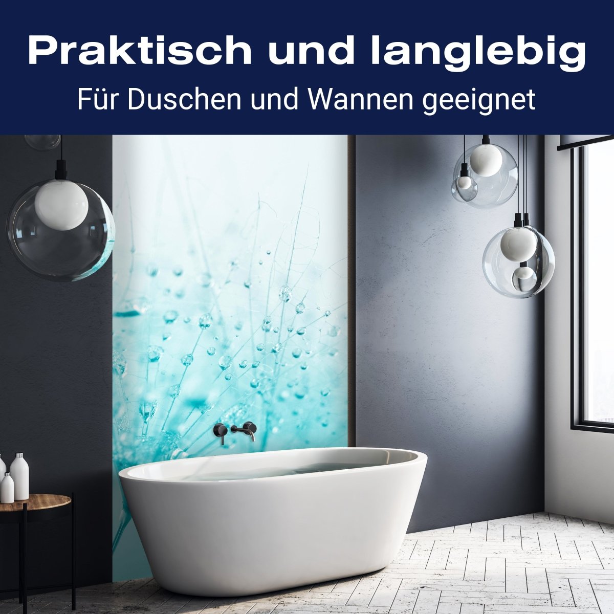 Duschwand Pusteblume Türkis M0347 entdecken - Bild 3 Duschwand Pusteblume Türkis M0347 entdecken - Bild 3